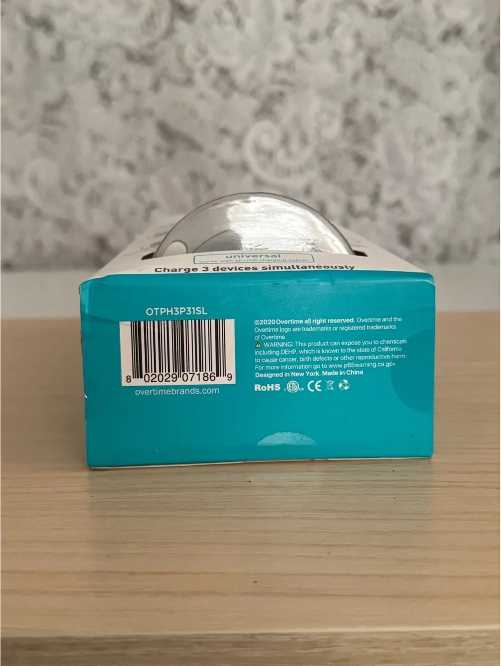 Overtime Charge Tower 3-Port USB Wall Charger 3.1A Silver